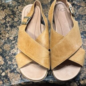 UGG Women's Camel Cross-Strap Sandals